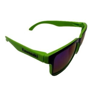 Kawasaki Racing Sunglasses Lime Green Black Iridescent Purple Lens Sport Shades